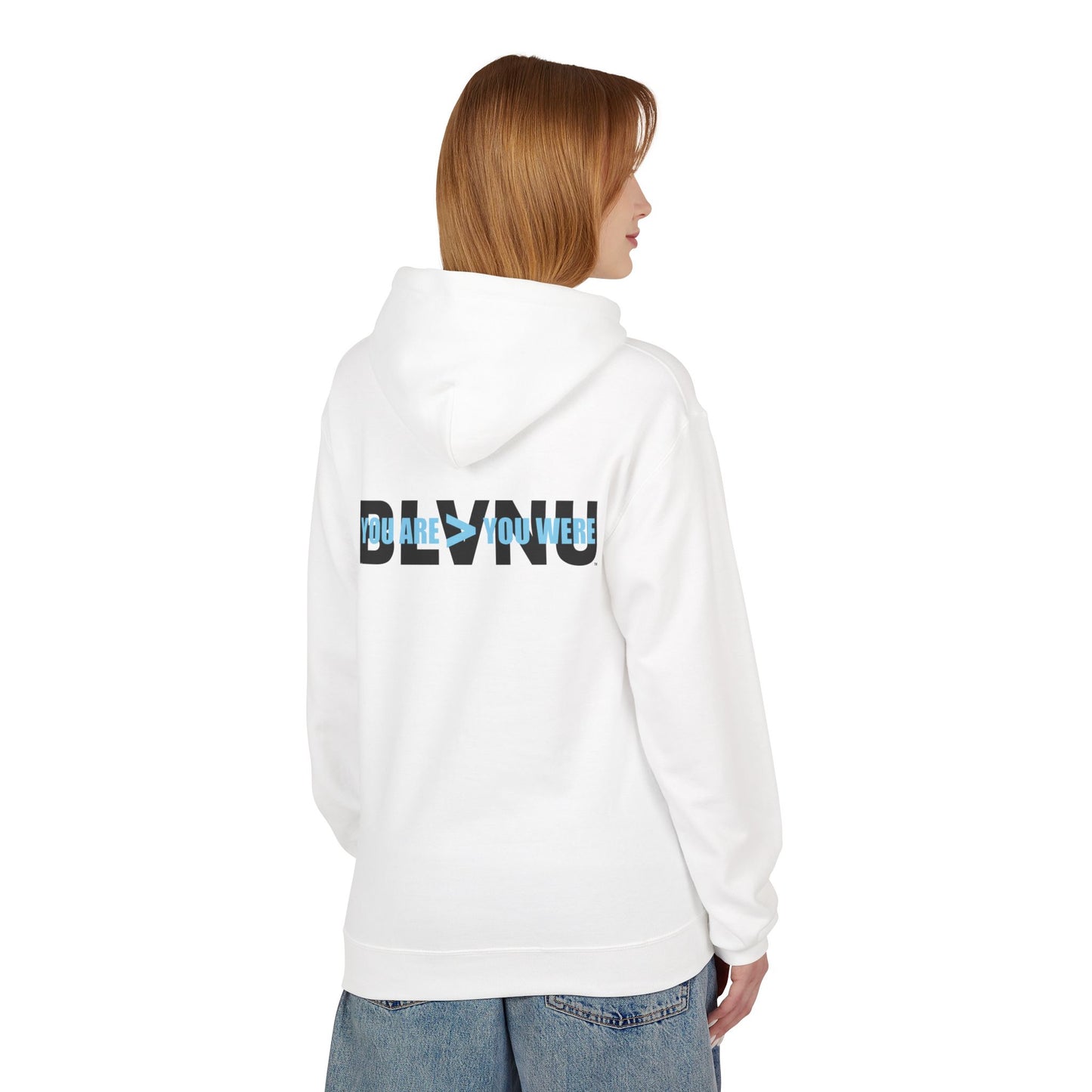 BLVNU - You Are > You Were (Light Blue) Unisex Midweight Softstyle Fleece Hoodie