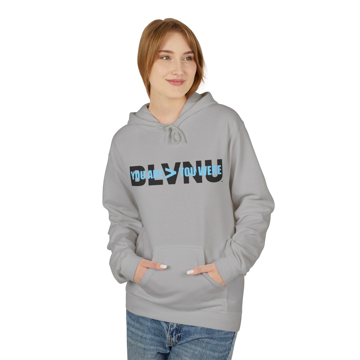 BLVNU - You Are > You Were (Light Blue) Unisex Midweight Softstyle Fleece Hoodie