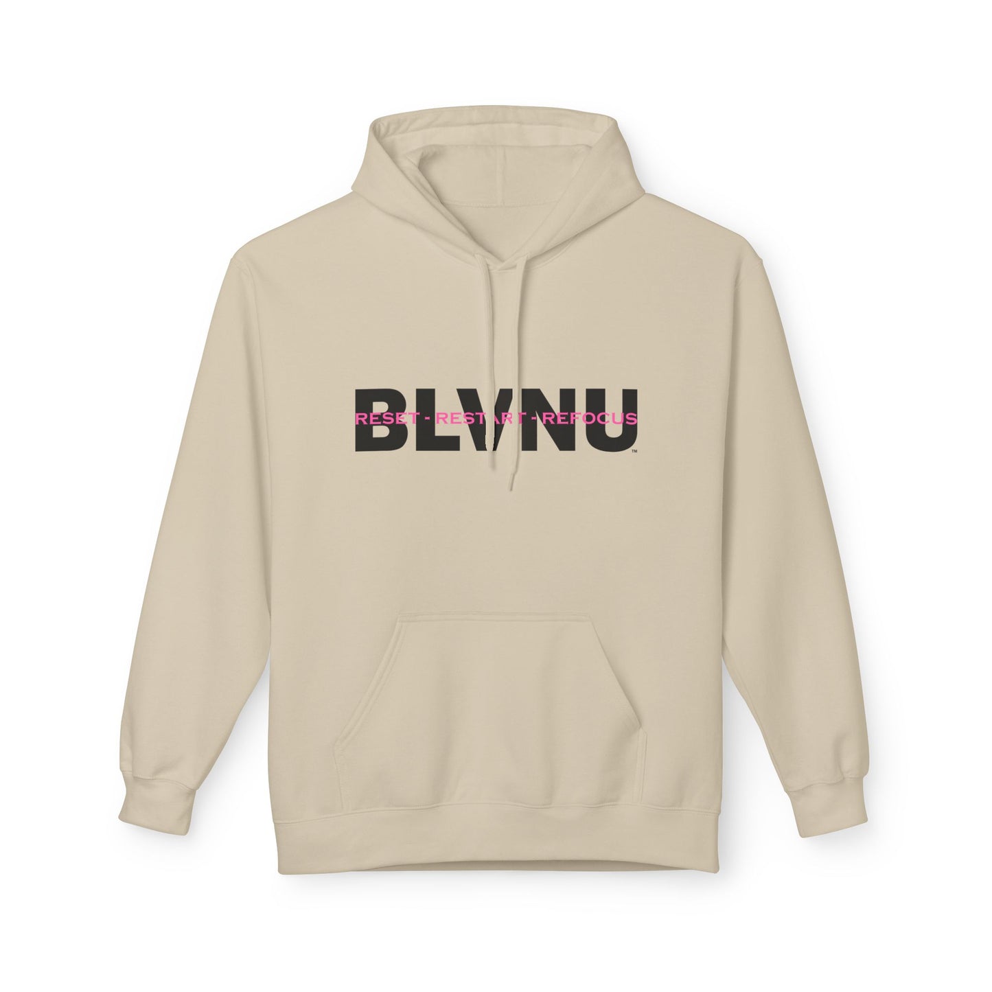 BLVNU - Reset Restart Refocus (Pink) Unisex Midweight Softstyle Fleece Hoodie
