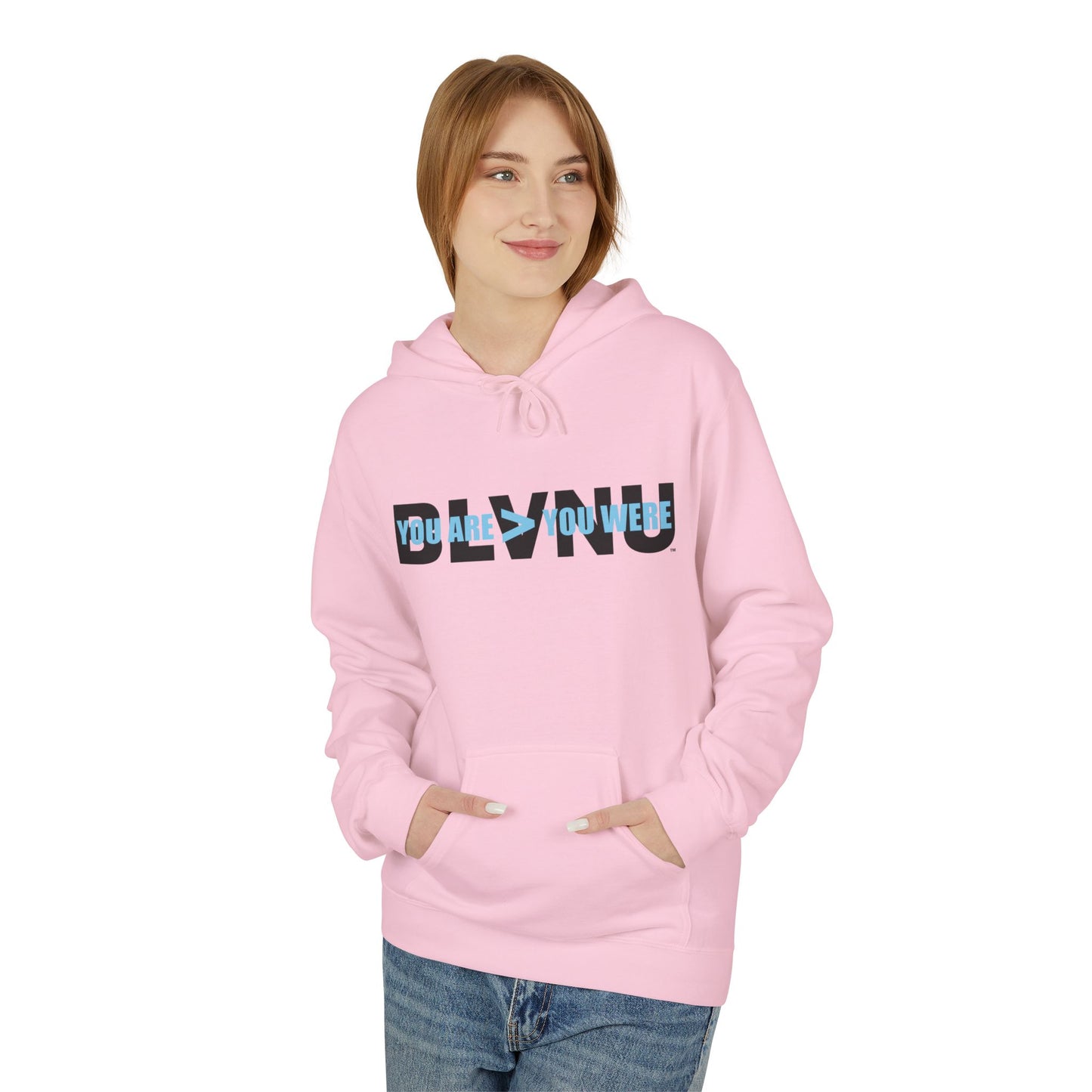 BLVNU - You Are > You Were (Light Blue) Unisex Midweight Softstyle Fleece Hoodie