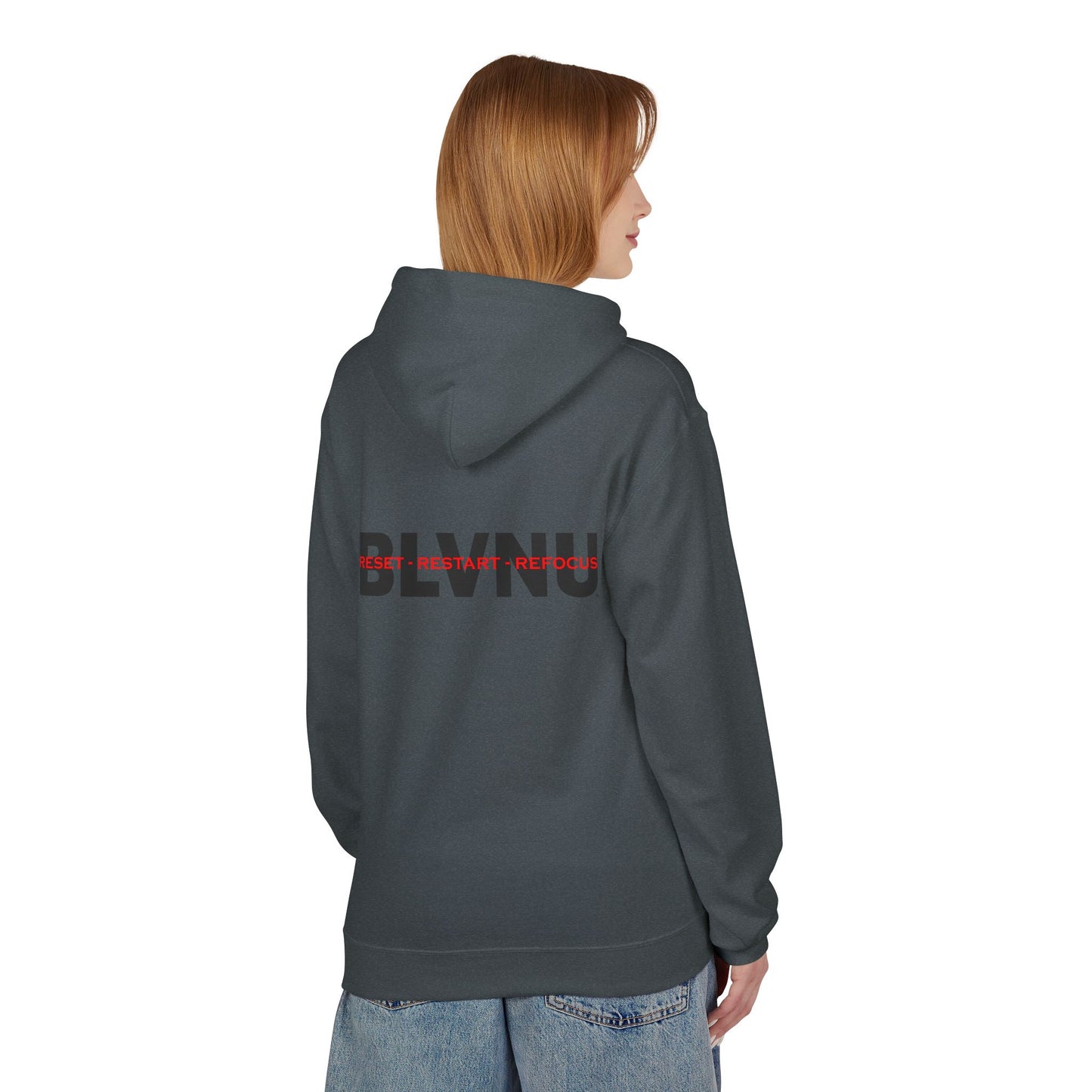 BLVNU - Reset Restart Refocus - Unisex Midweight Softstyle Fleece Hoodie