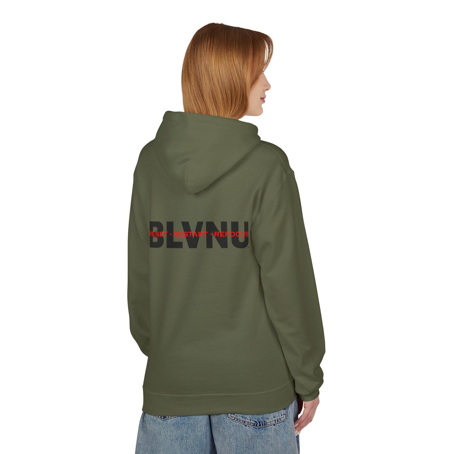 BLVNU - Reset Restart Refocus - Unisex Midweight Softstyle Fleece Hoodie