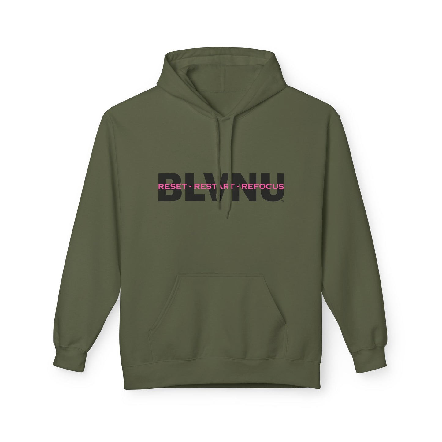 BLVNU - Reset Restart Refocus (Pink) Unisex Midweight Softstyle Fleece Hoodie