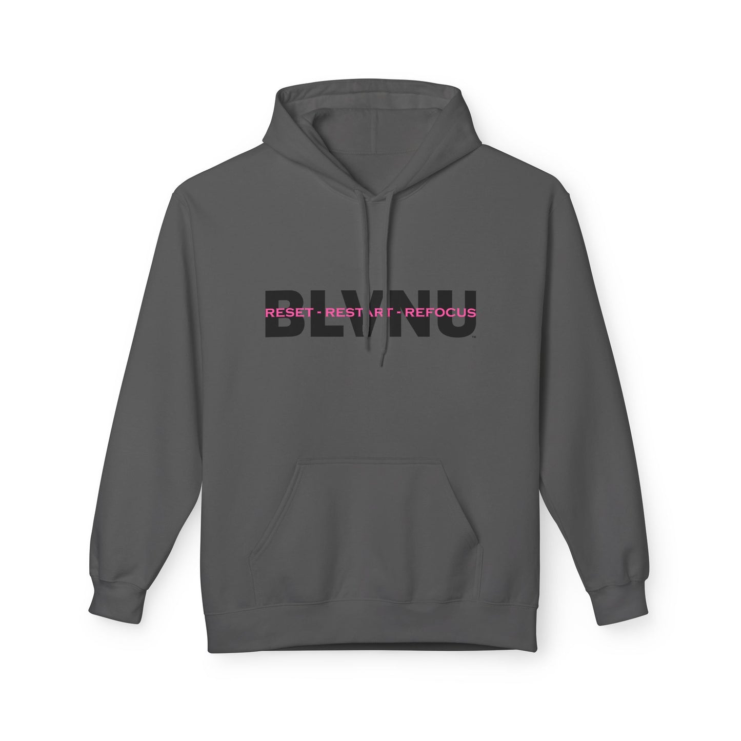 BLVNU - Reset Restart Refocus (Pink) Unisex Midweight Softstyle Fleece Hoodie
