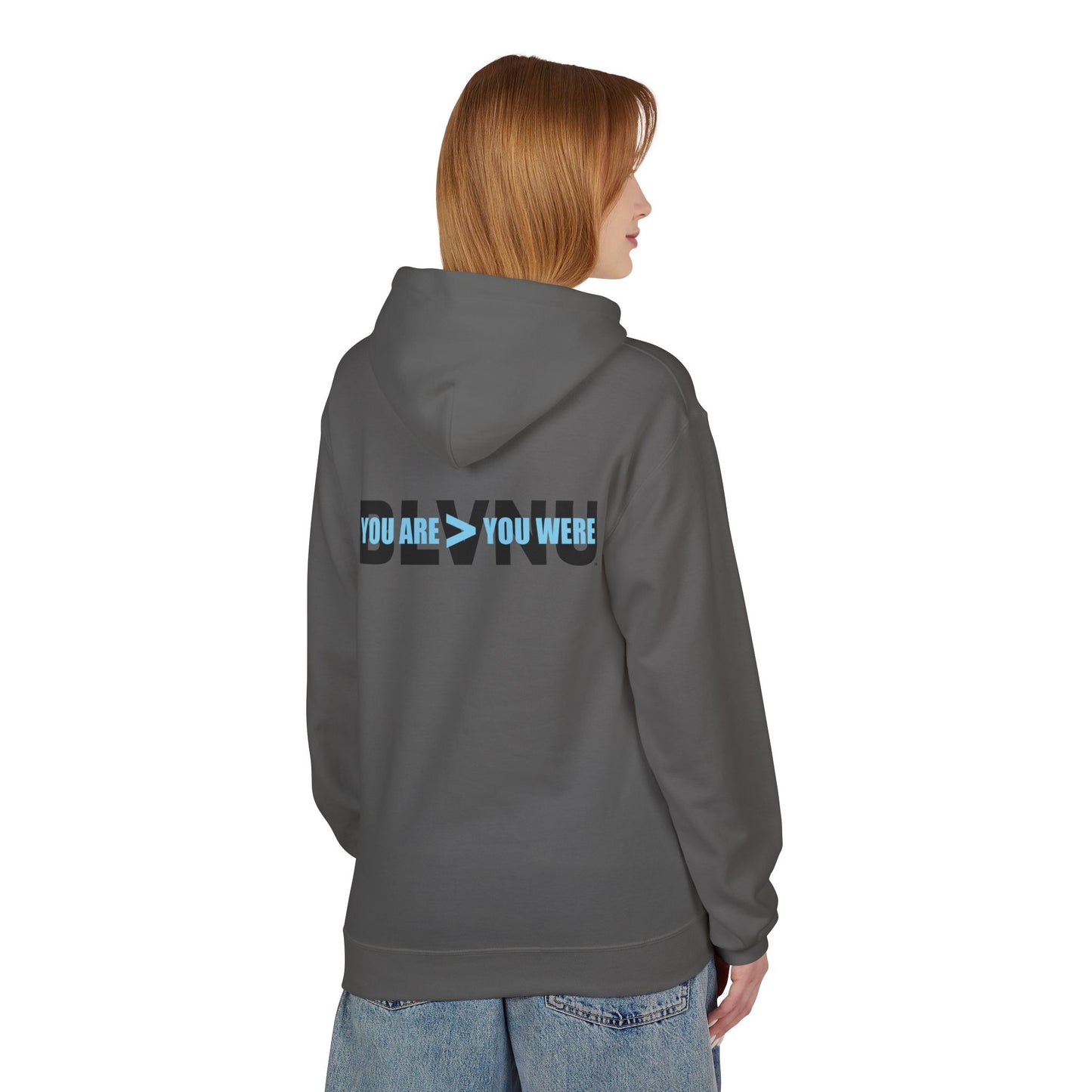 BLVNU - You Are > You Were (Light Blue) Unisex Midweight Softstyle Fleece Hoodie