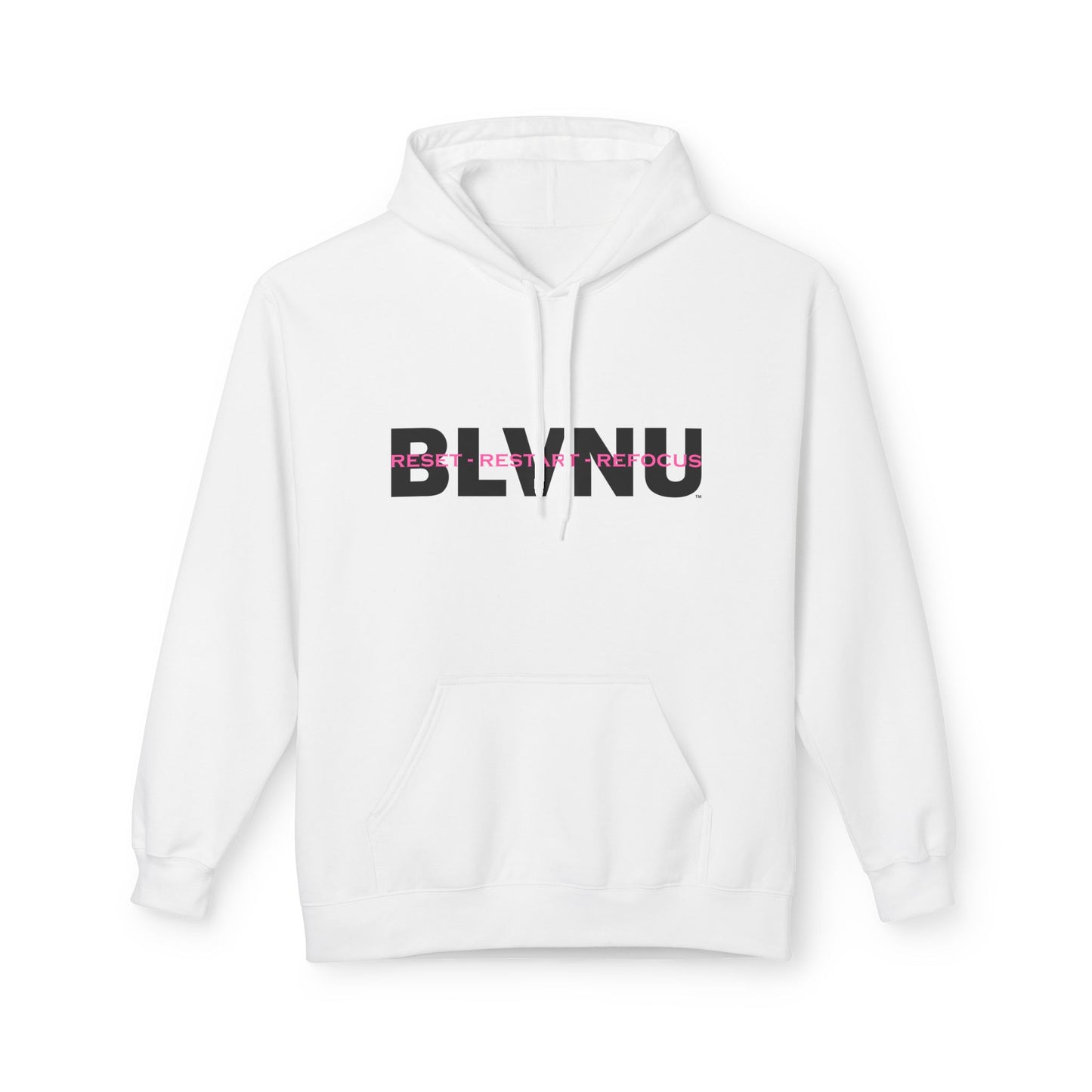 BLVNU - Reset Restart Refocus (Pink) Unisex Midweight Softstyle Fleece Hoodie